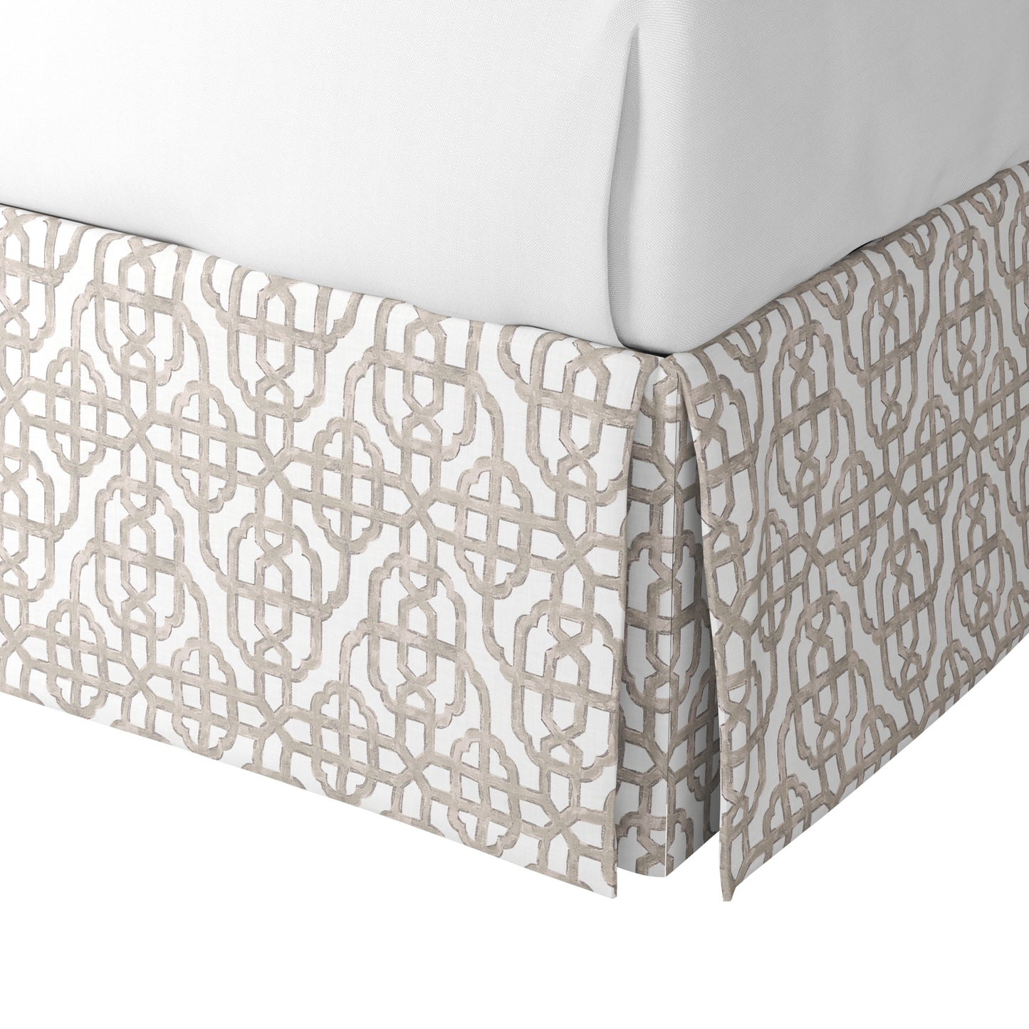 Tailored Bedskirt in Trellis Like It Is - Beige
