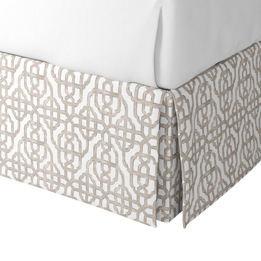 Tailored Bedskirt in Trellis Like It Is - Beige