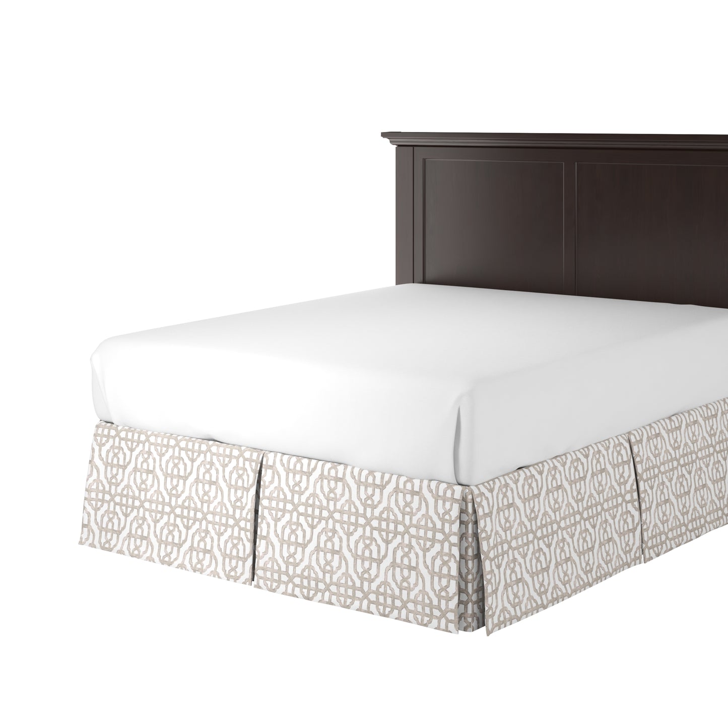 Tailored Bedskirt in Trellis Like It Is - Beige