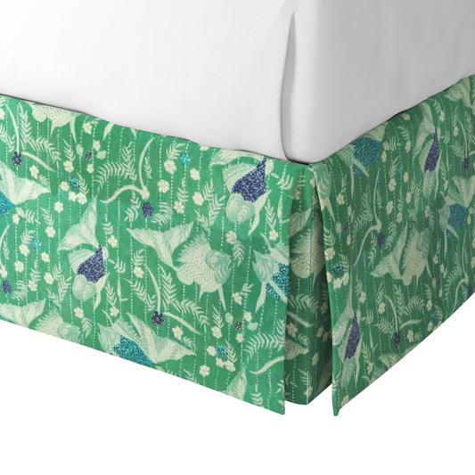 Tailored Bedskirt in Koi Pond - Green