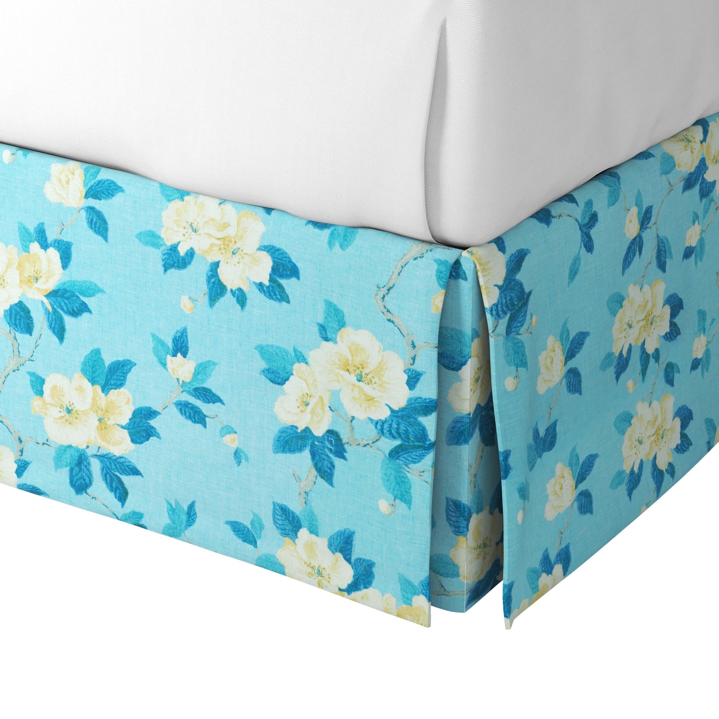 Tailored Bedskirt in Grandma's Floral - Pale Blue