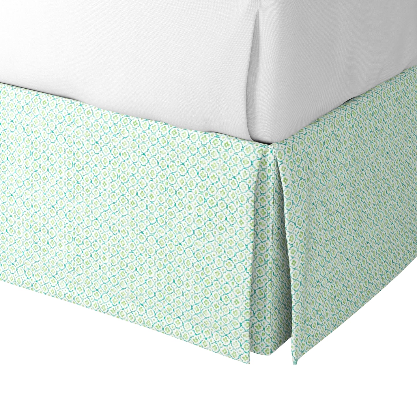Tailored Bedskirt in Positive Print - Emerald