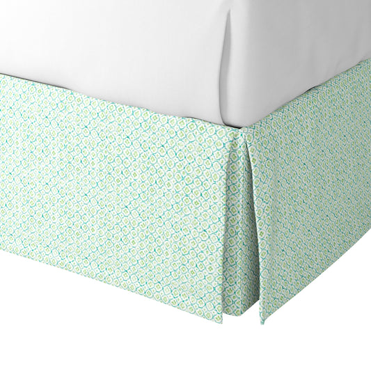 Tailored Bedskirt in Positive Print - Emerald