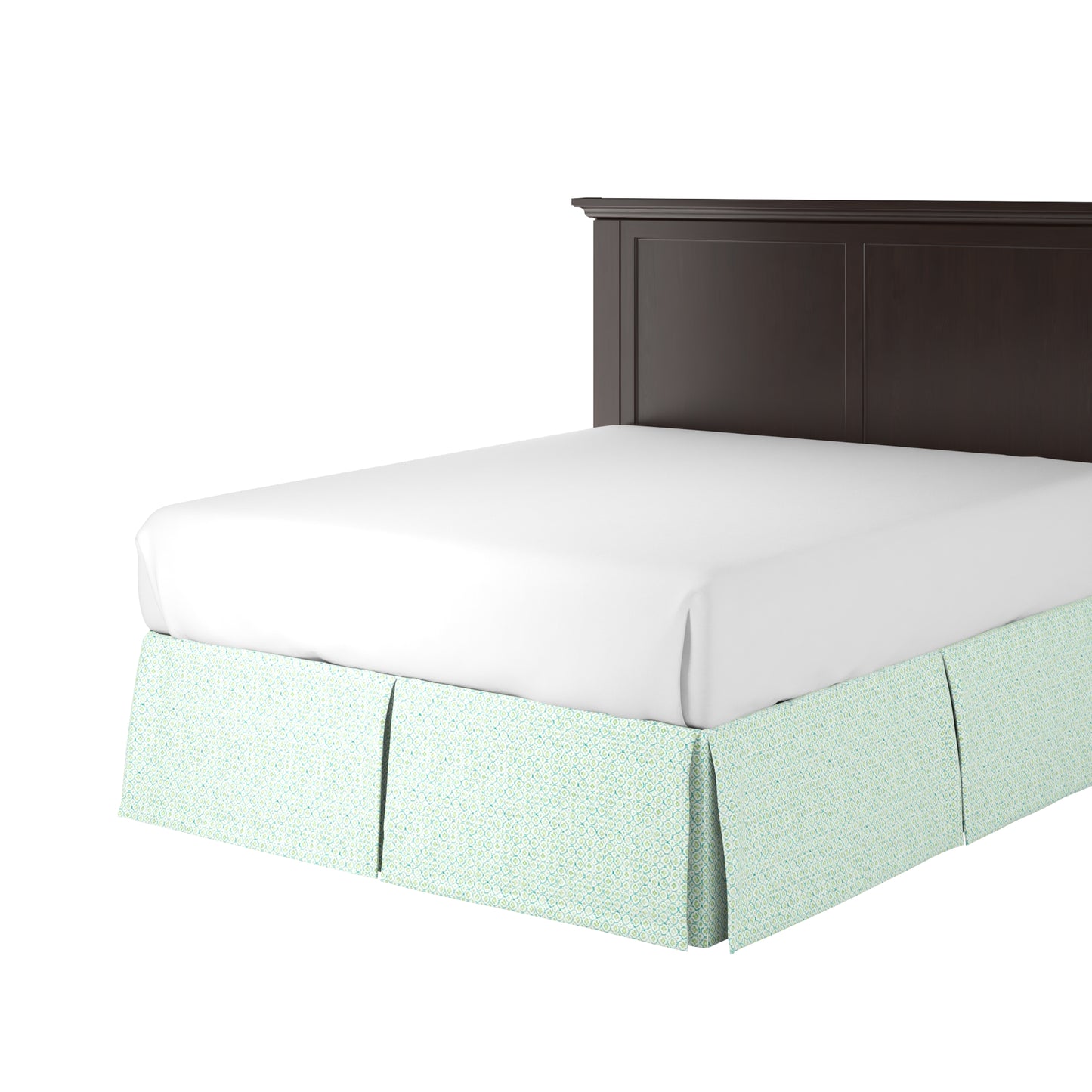 Tailored Bedskirt in Positive Print - Emerald
