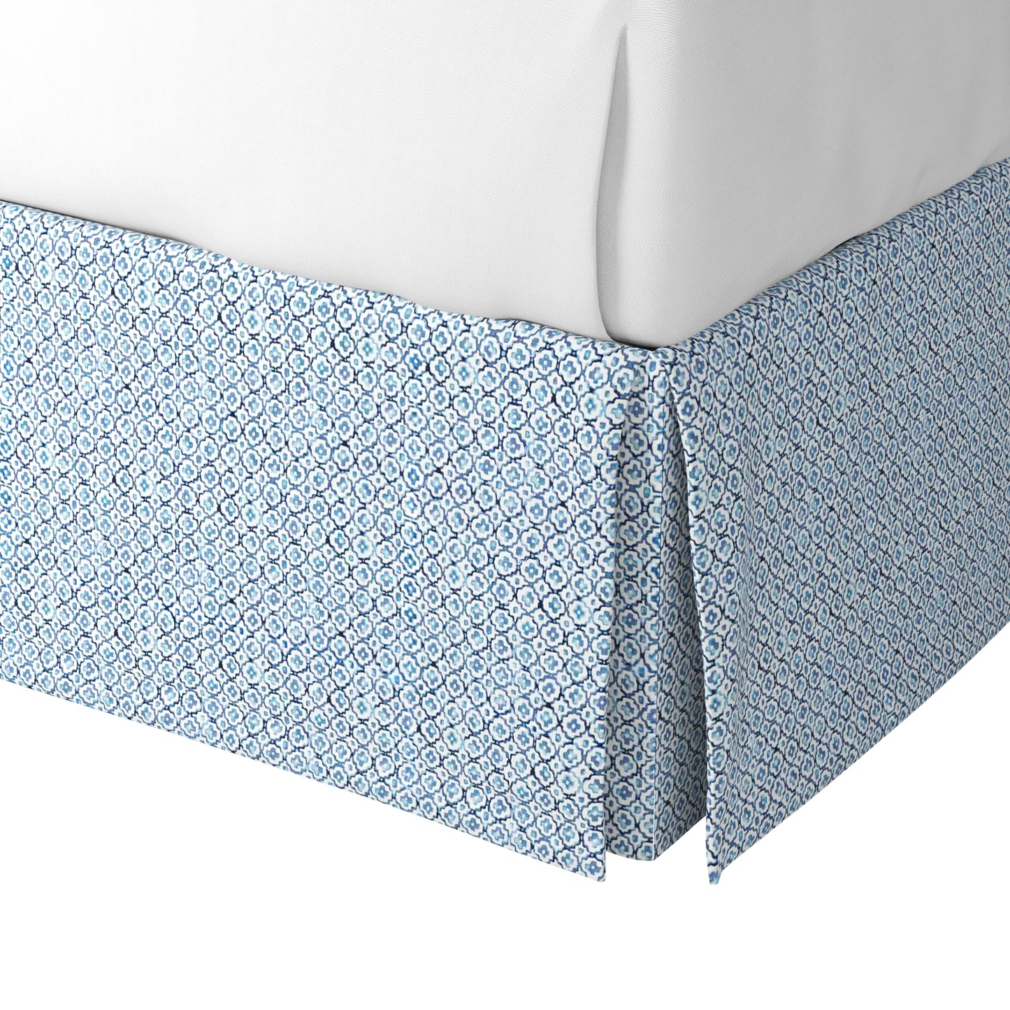 Tailored Bedskirt in Positive Print - Azure