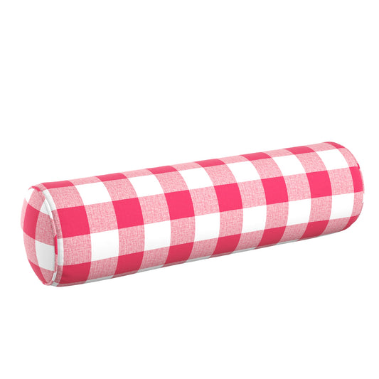 Bolster Pillow in Buffalo Check - Flamingo