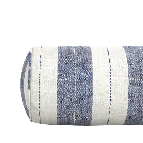 Bolster Pillow in French Laundry Stripe Navy Loom Decor