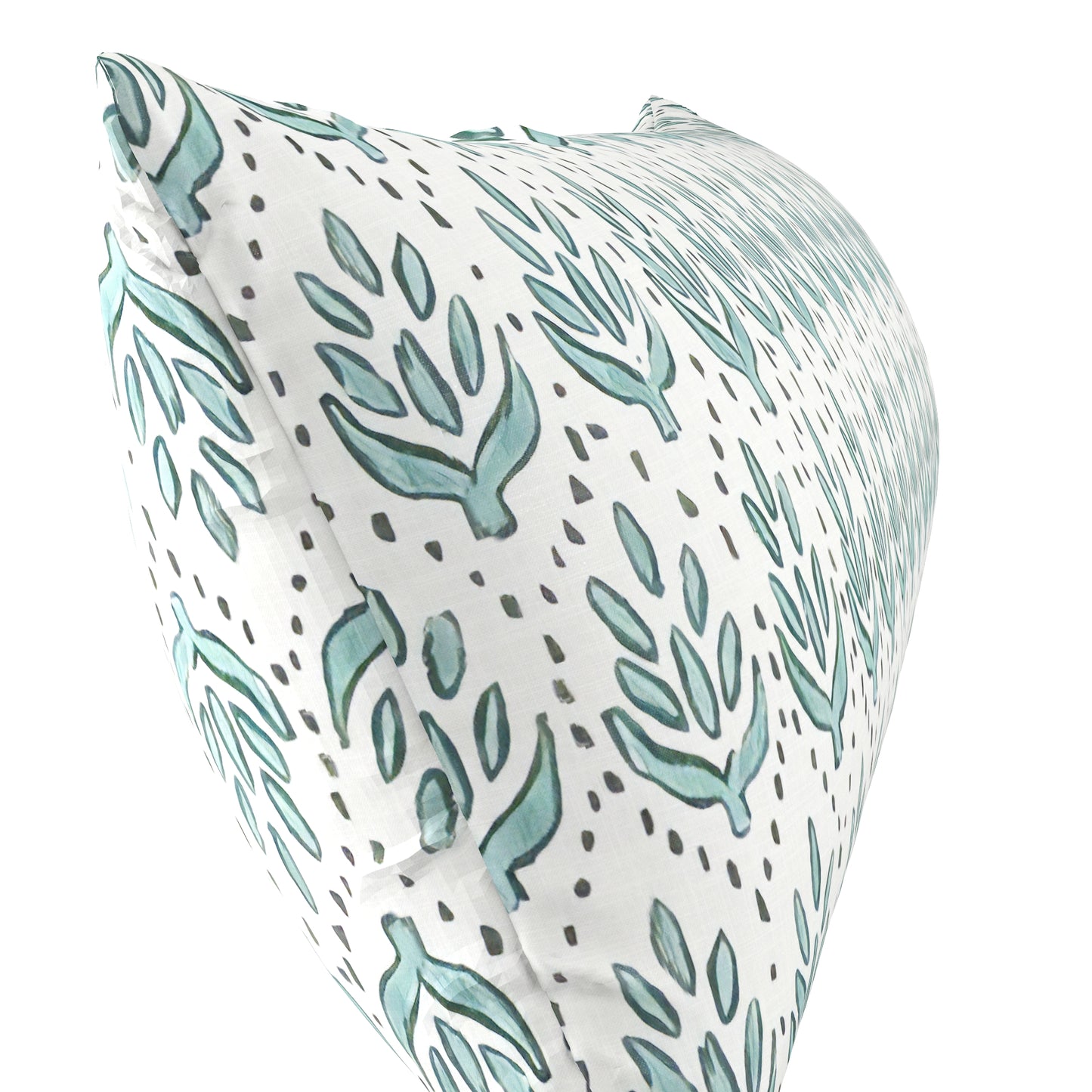 Large Lumbar Pillow in Leaf Me Alone - Minty Blue