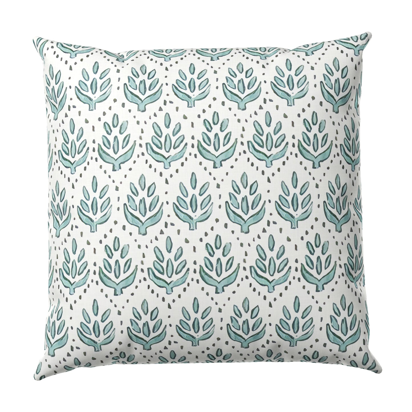 Throw Pillow in Leaf Me Alone - Minty Blue