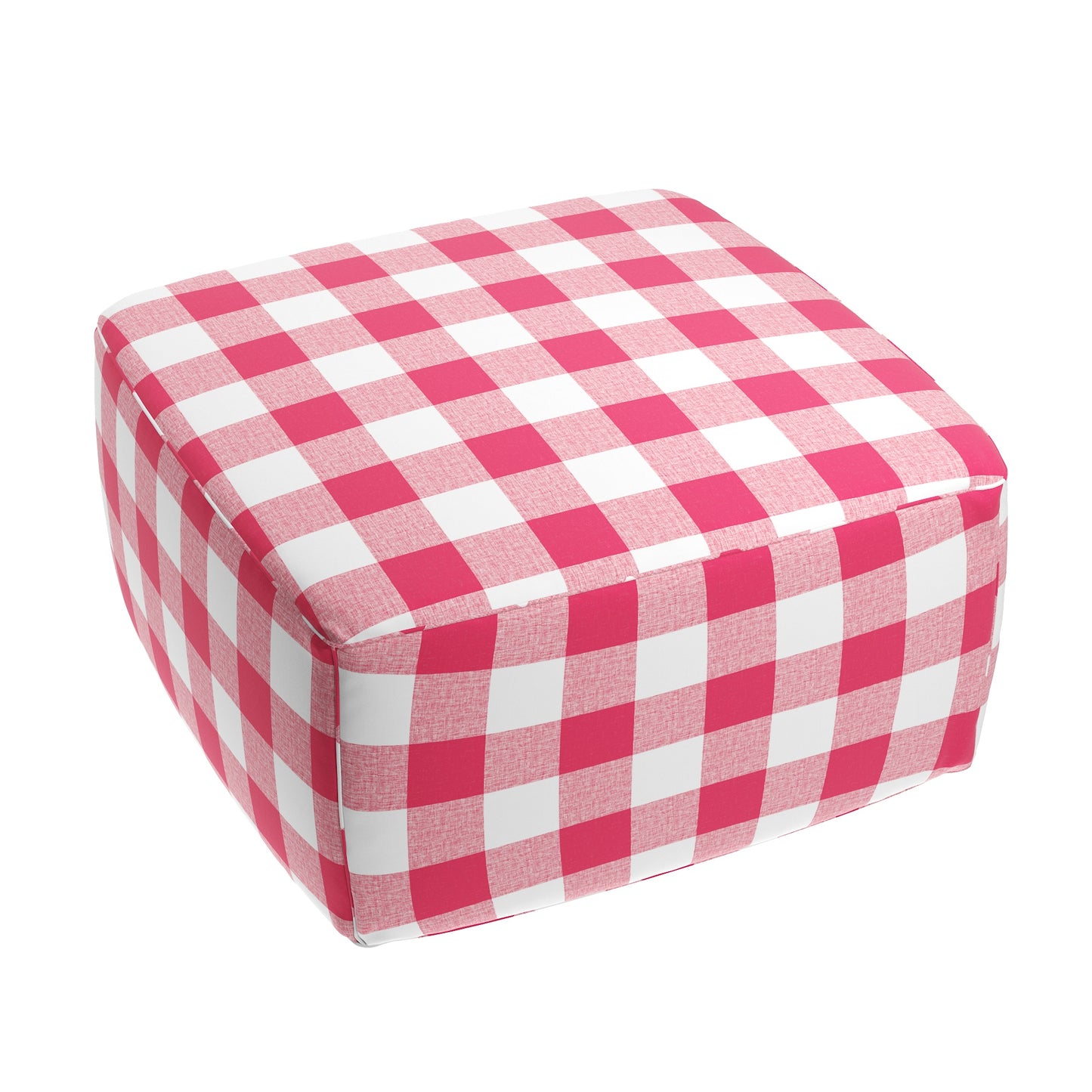 Square Pouf in Buffalo Check - Flamingo