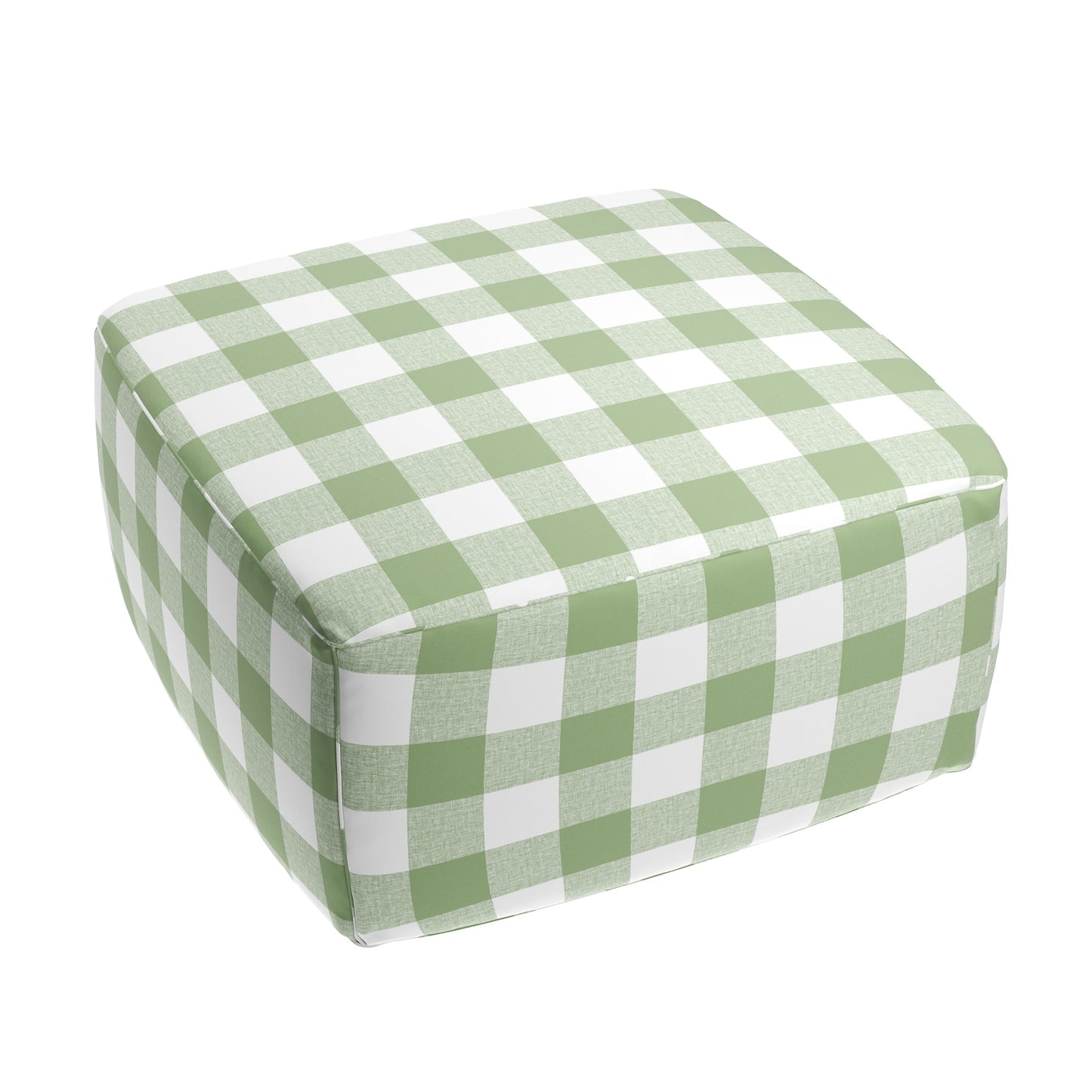 Square Pouf in Buffalo Check - Sage