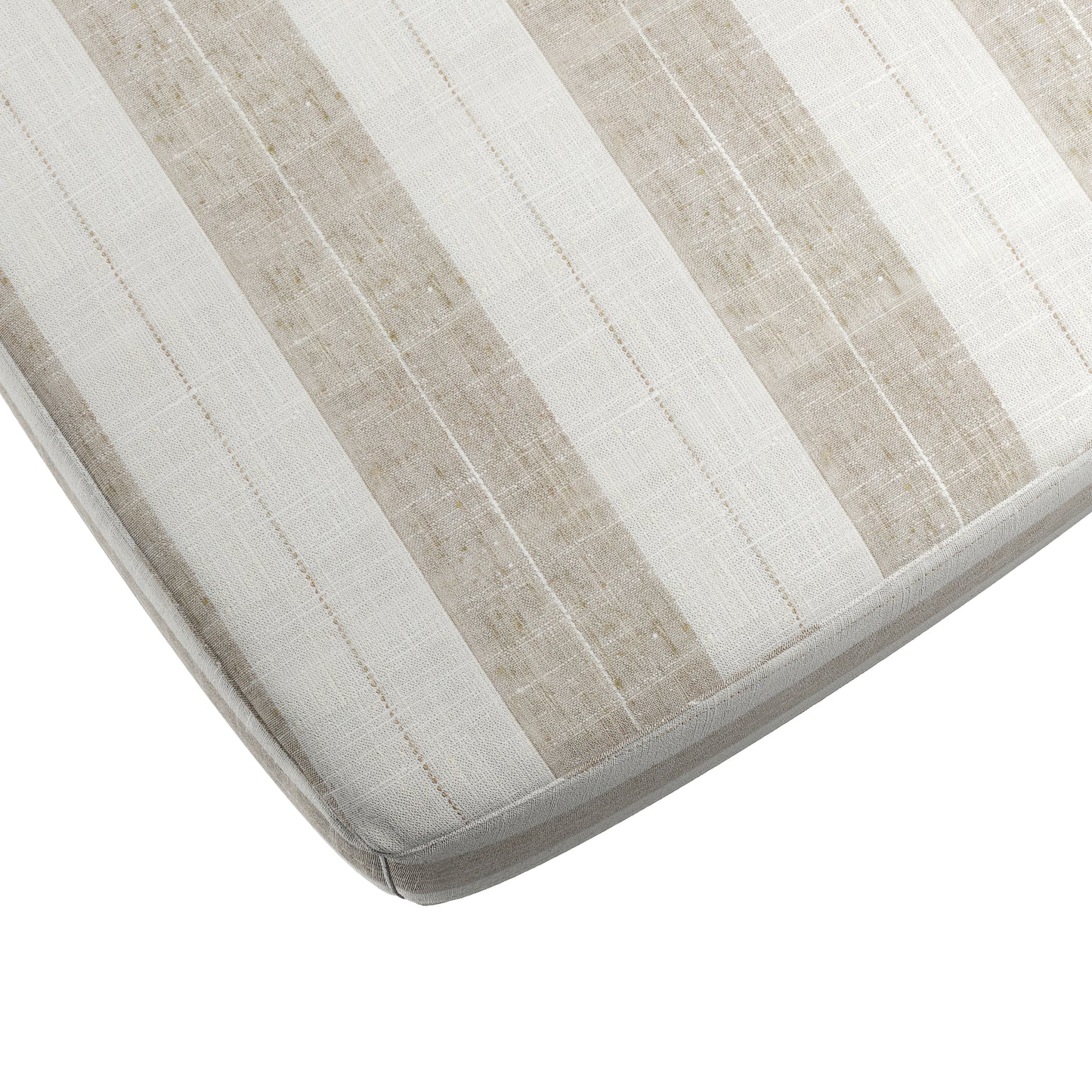 Square Pouf in French Laundry Stripe - Champagne