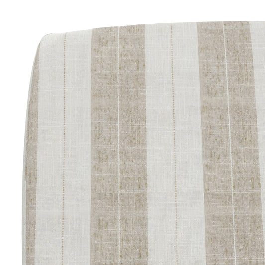 Square Pouf in French Laundry Stripe - Champagne