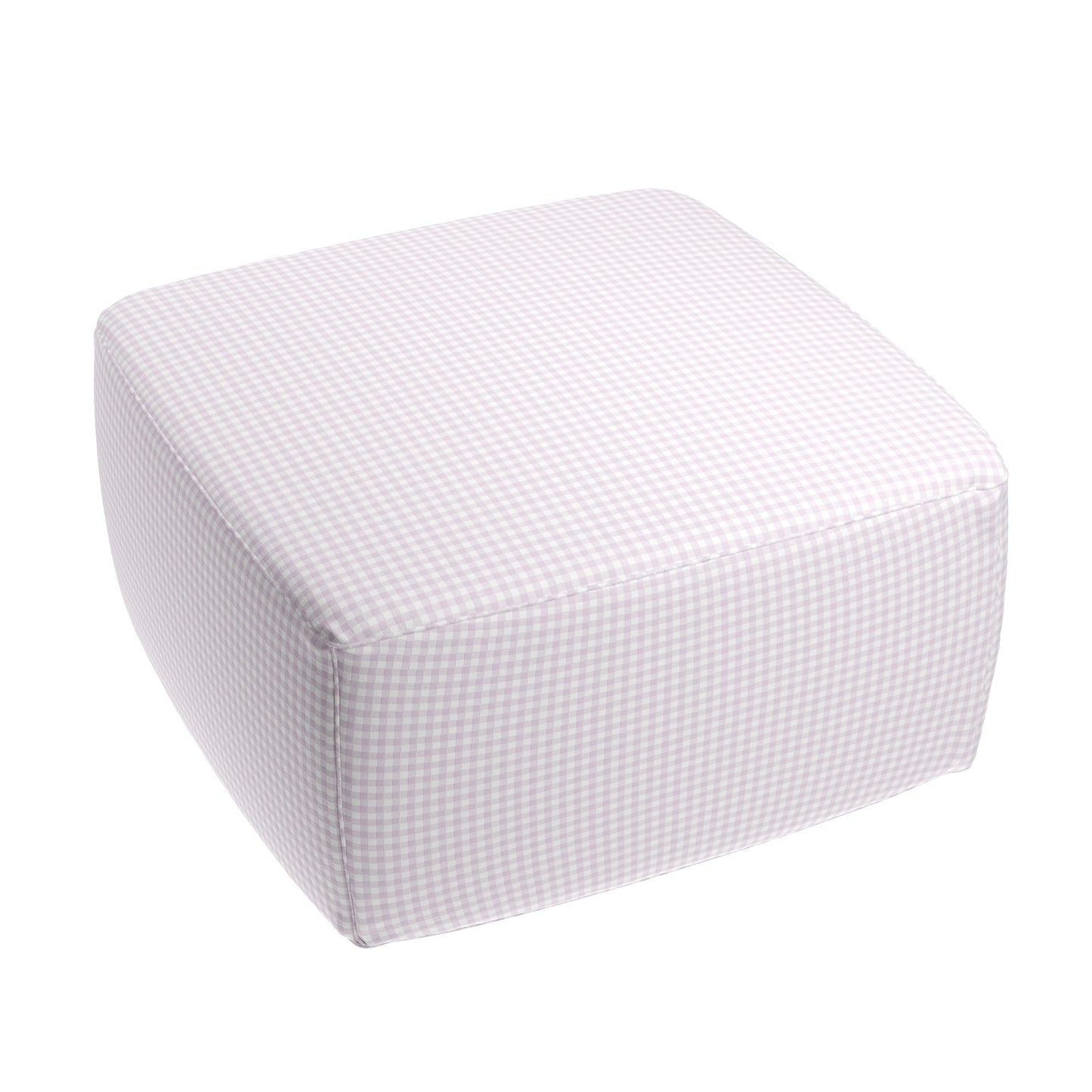 Square Pouf in Gingham - Lilac