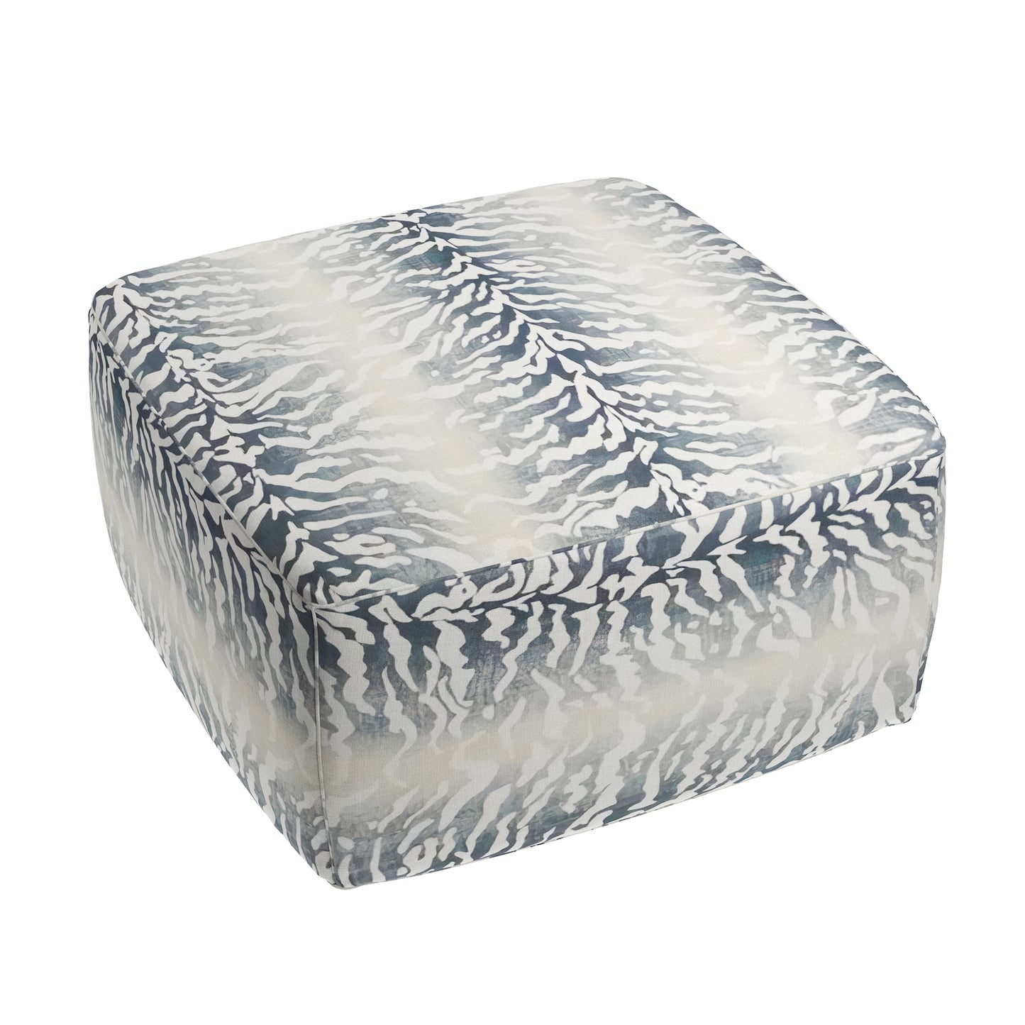 Square Pouf in Tiger - Blue