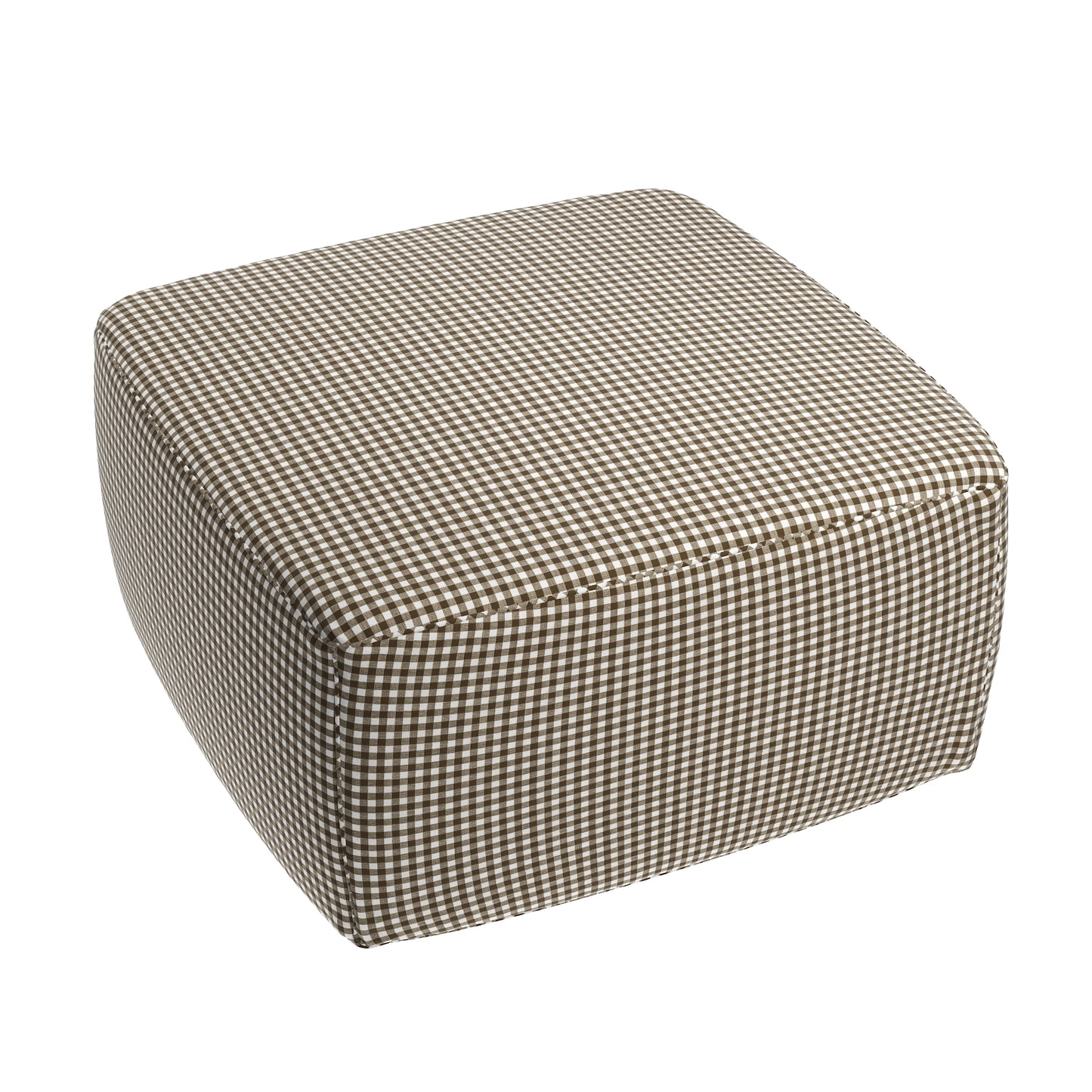 Square Pouf in Gingham - Chestnut