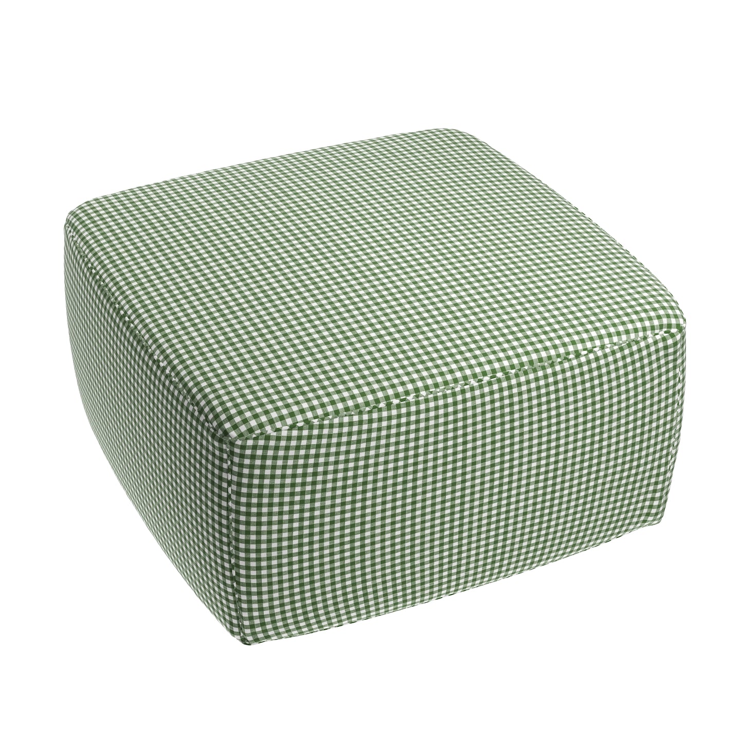 Square Pouf in Gingham - Fir