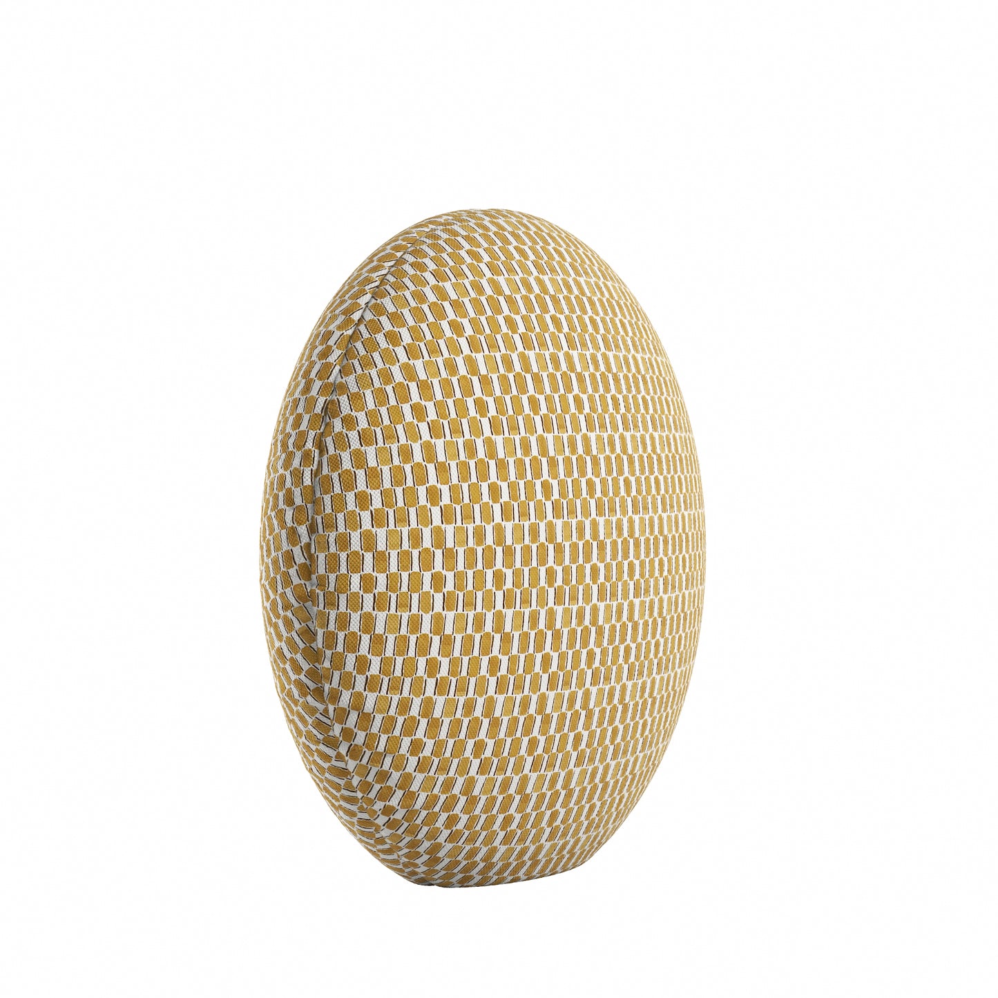 Circular Throw Pillow in Checking In Honey
