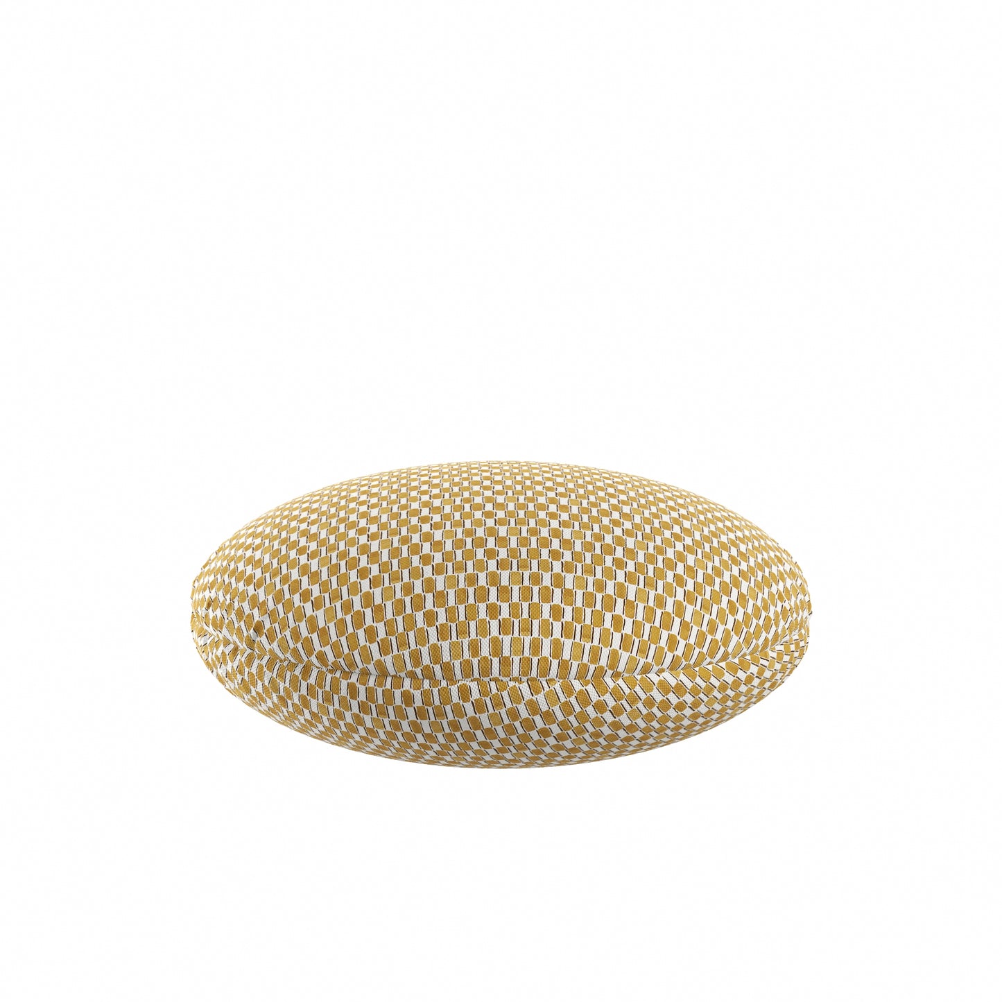 Circular Throw Pillow in Checking In Honey