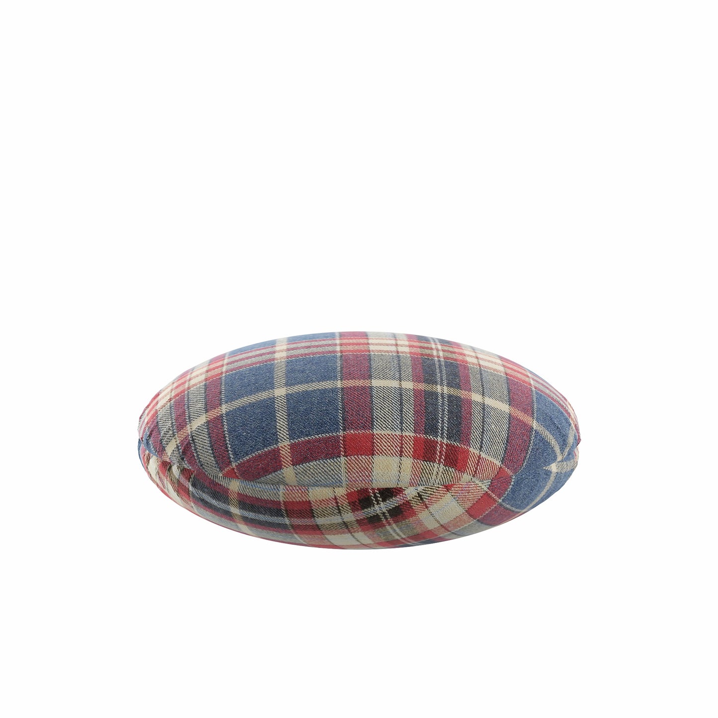 Circular Throw Pillow in Tartan Flannel