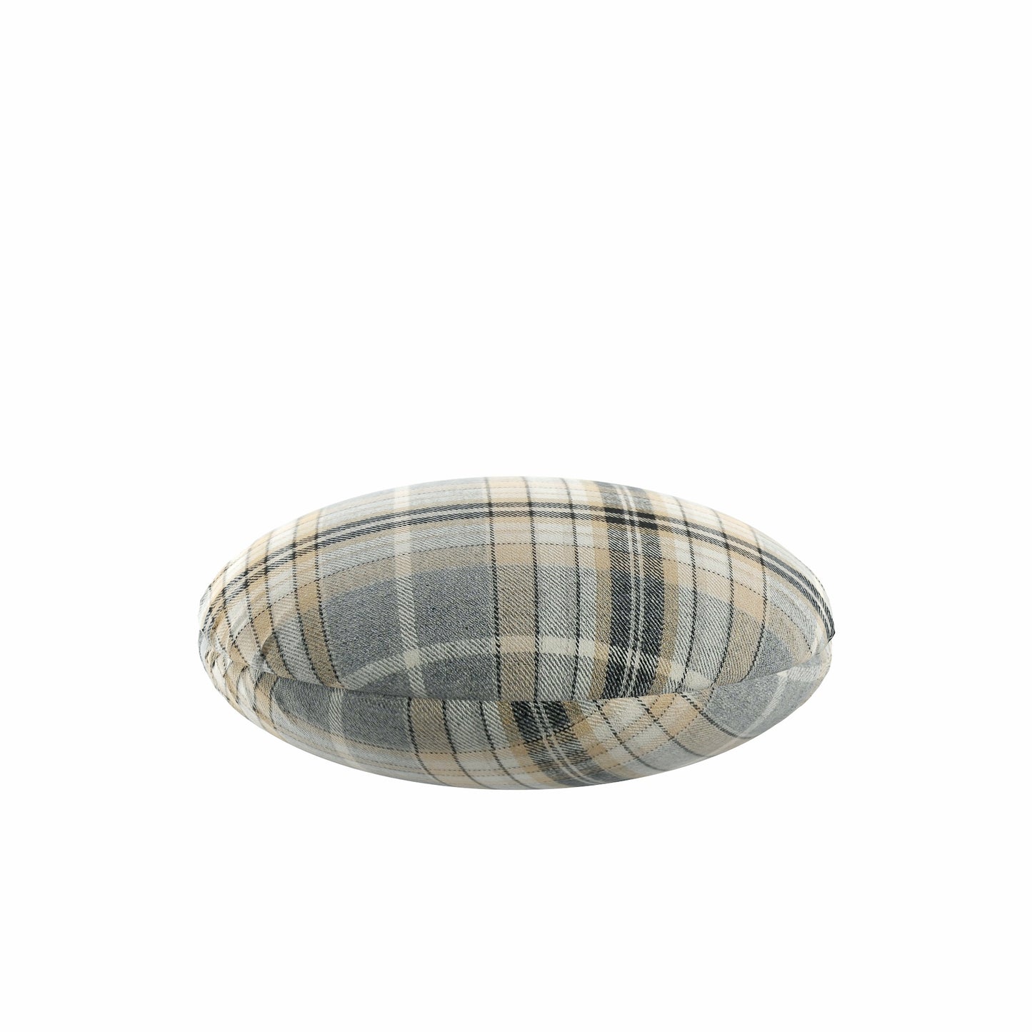 Circular Throw Pillow in Tartan Thunder