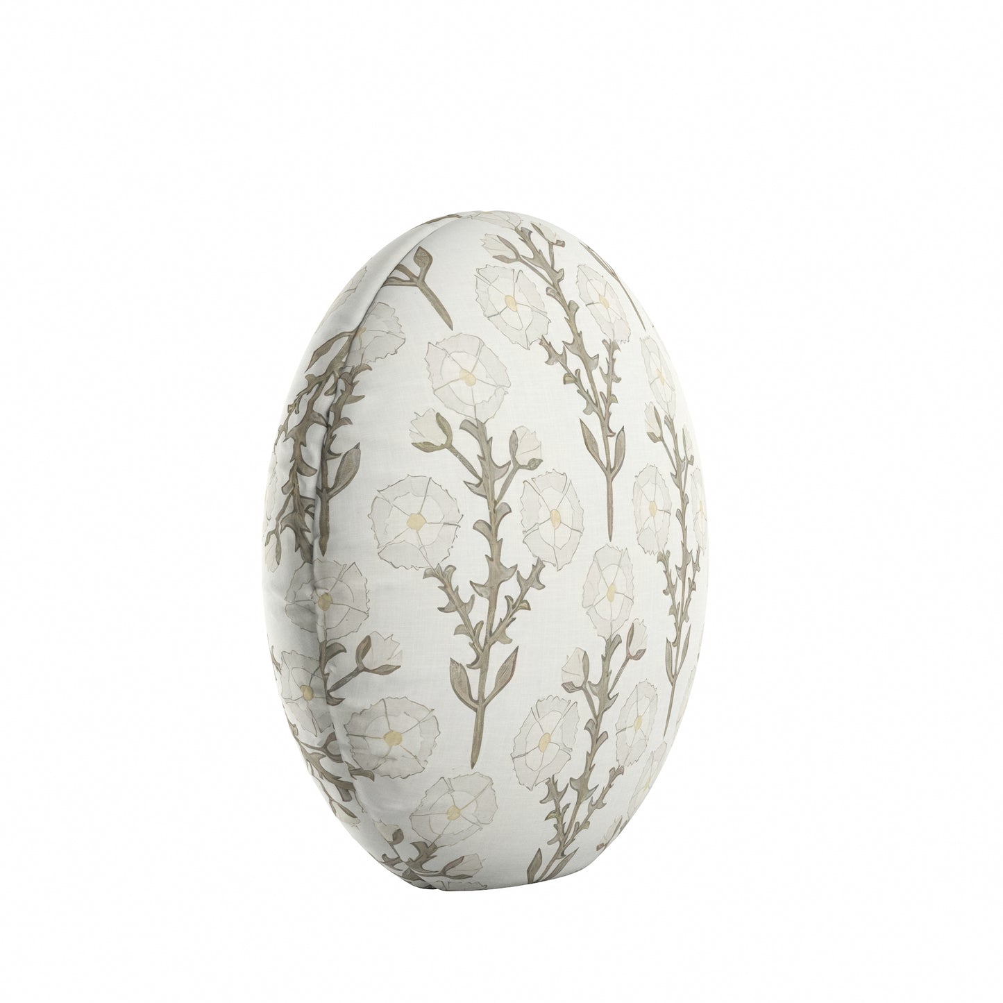 Circular Throw Pillow in Cottage Flowers - Vanilla