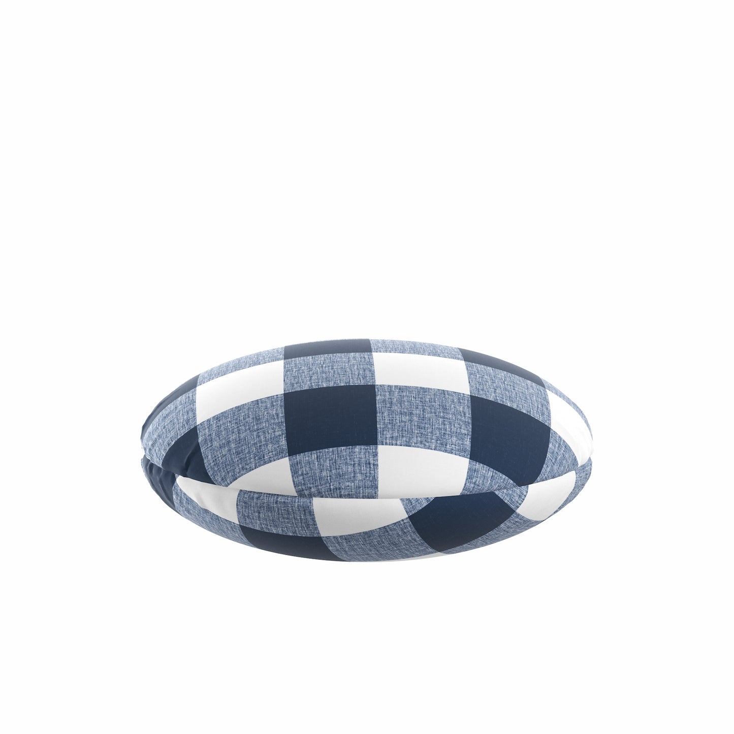Circular Throw Pillow in Buffalo Check - Navy