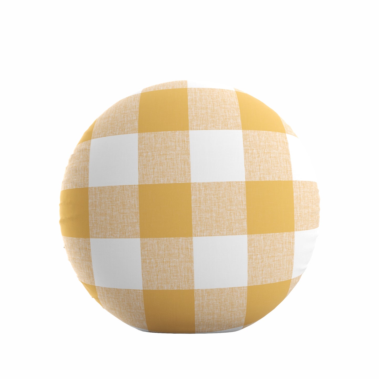 Circular Throw Pillow in Buffalo Check - Sunny