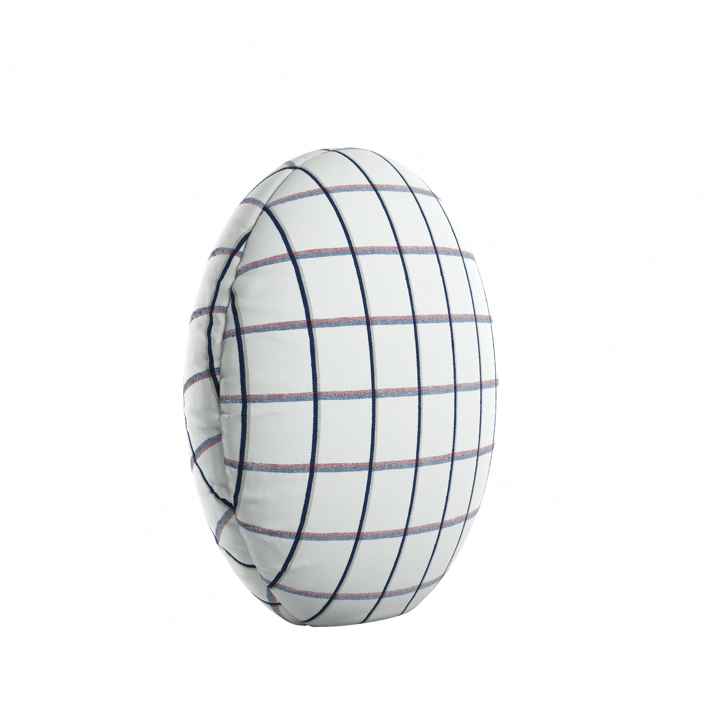 Circular Throw Pillow in Check With Me - White