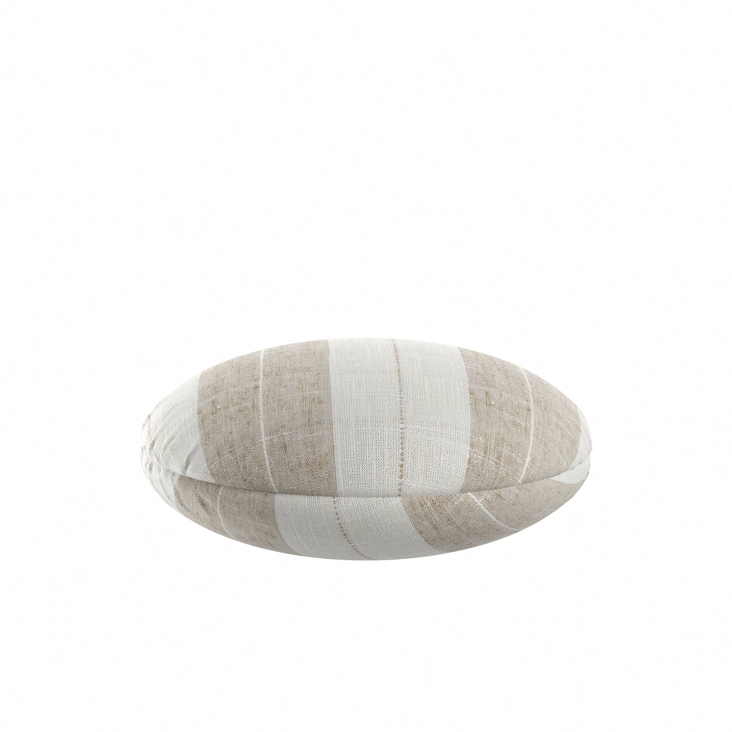 Circular Throw Pillow in French Laundry Stripe - Champagne