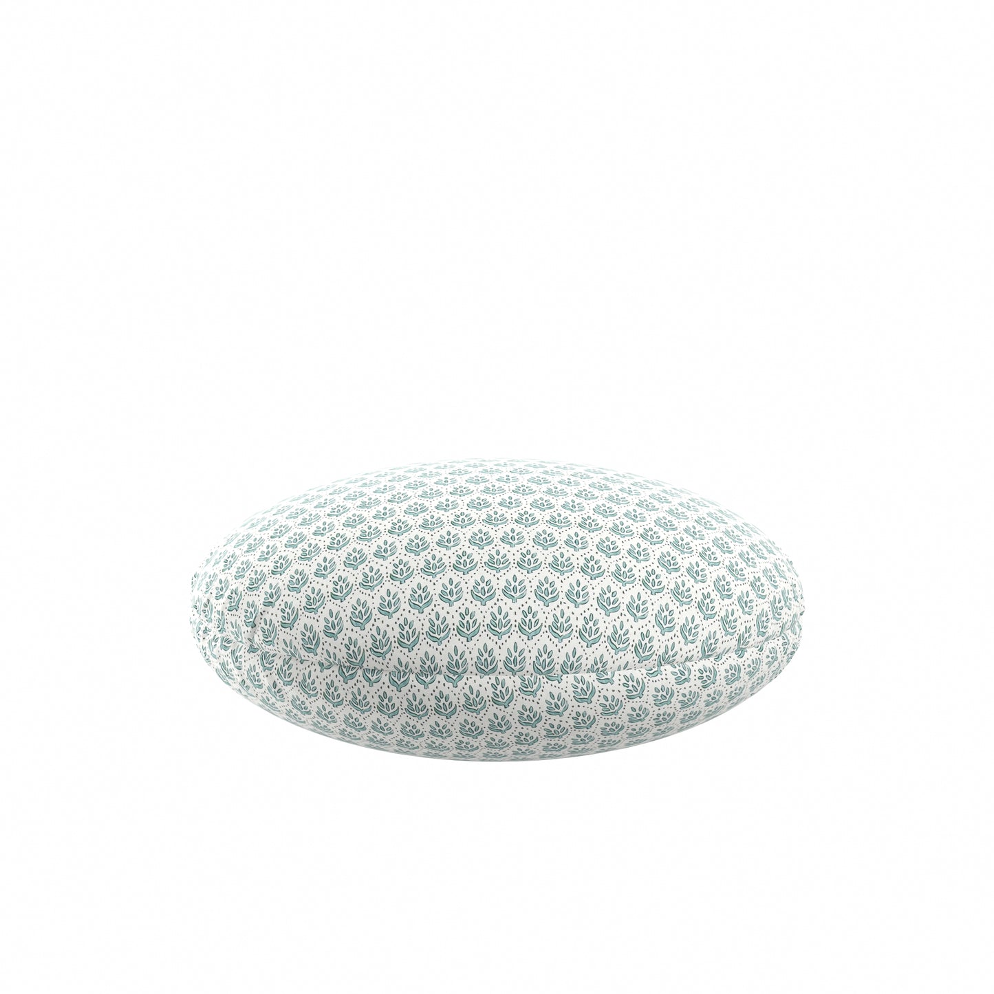 Circular Throw Pillow in Leaf Me Alone Minty Blue