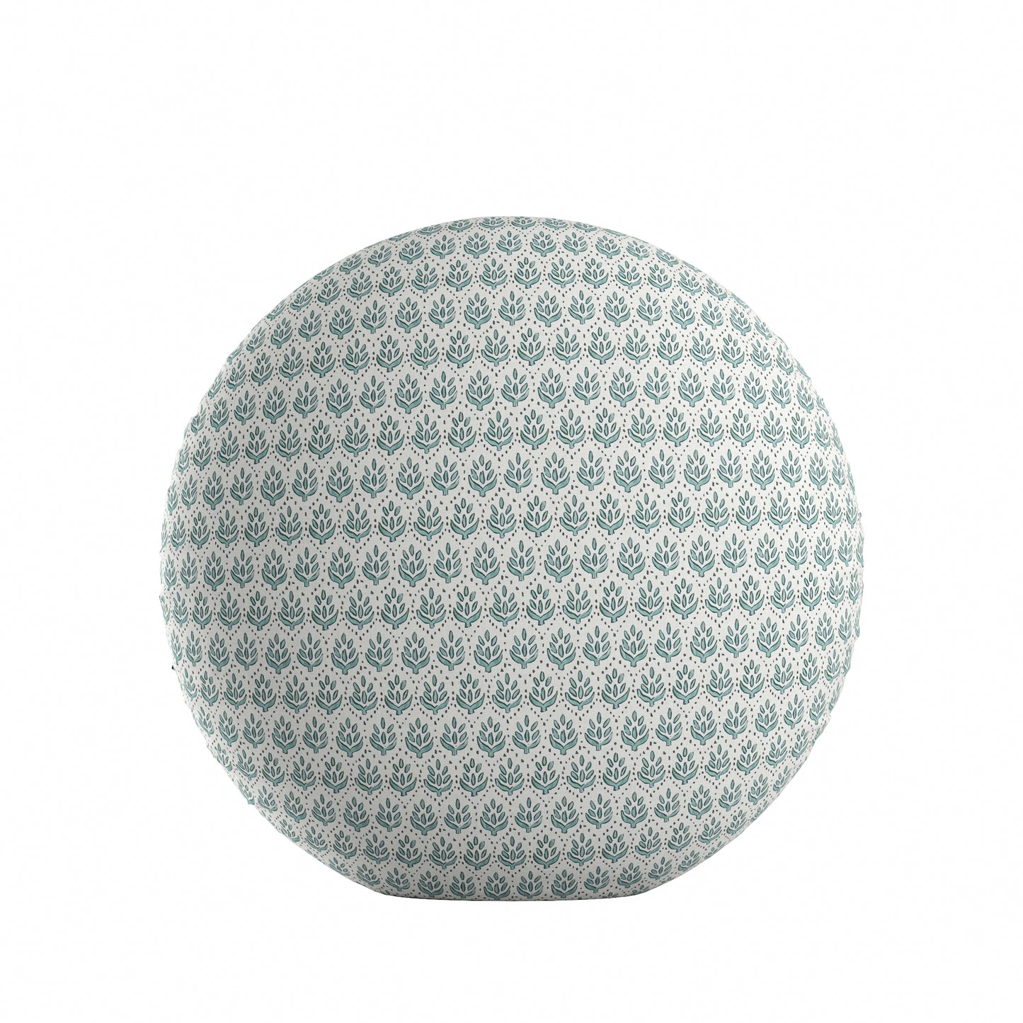 Circular Throw Pillow in Leaf Me Alone Minty Blue