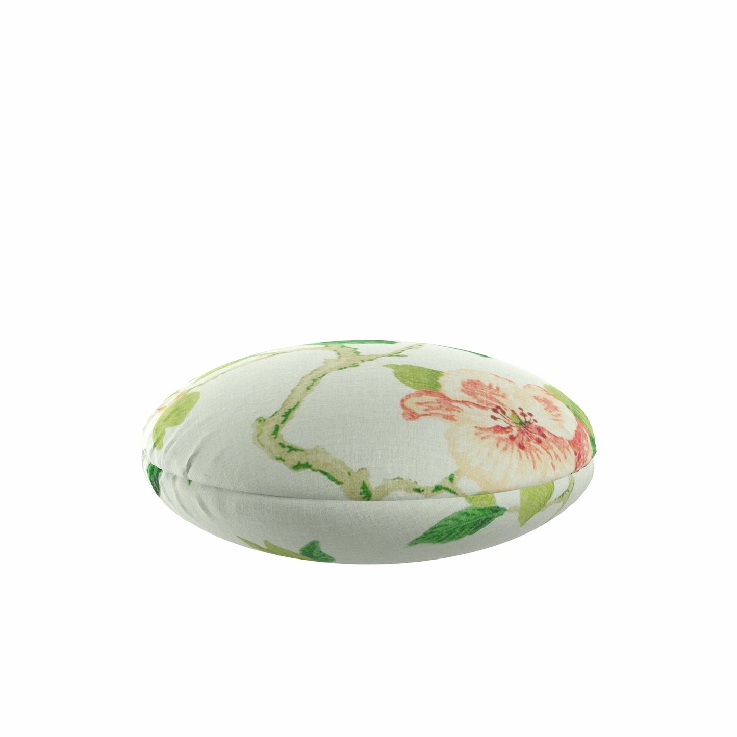 Circular Throw Pillow in Grandma's Floral - Coral