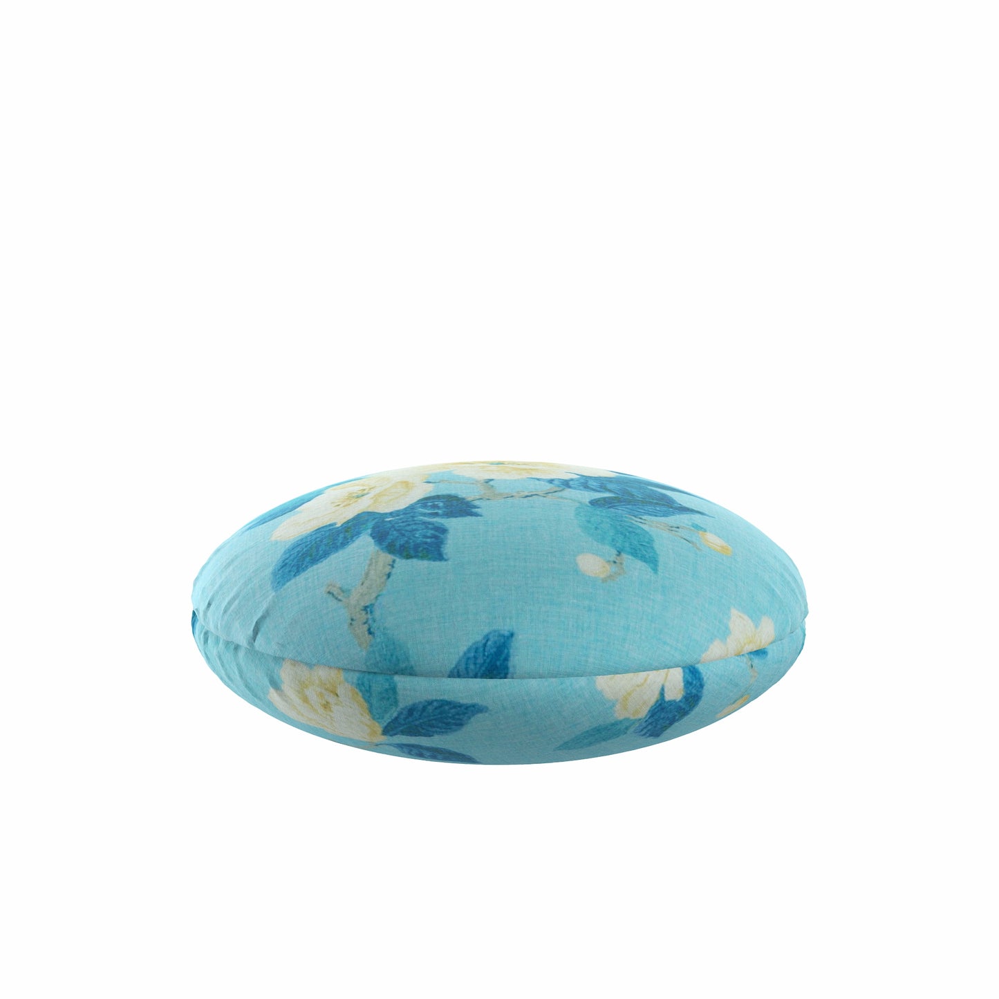 Circular Throw Pillow in Grandma's Floral - Pale Blue