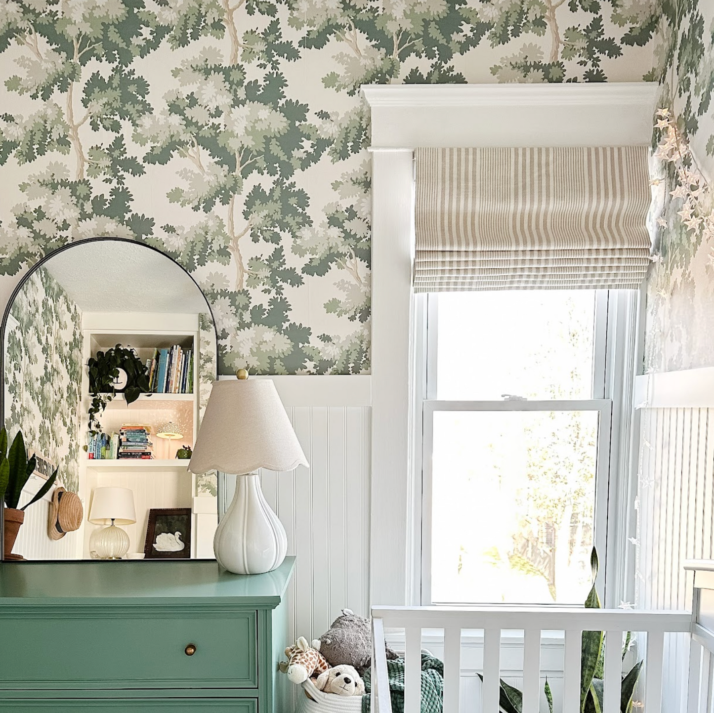 Flat Roman Shade in All Lined Up - Shell