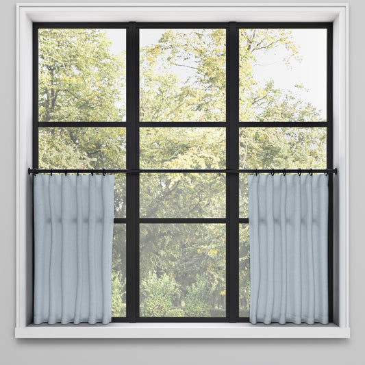Convertible Pleat Cafe Curtain in Classic Linen - Storm