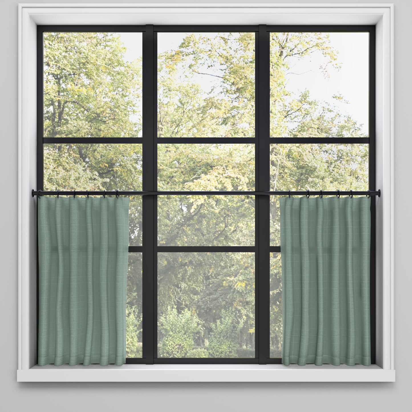 Convertible Pleat Cafe Curtain in Moray Glacier