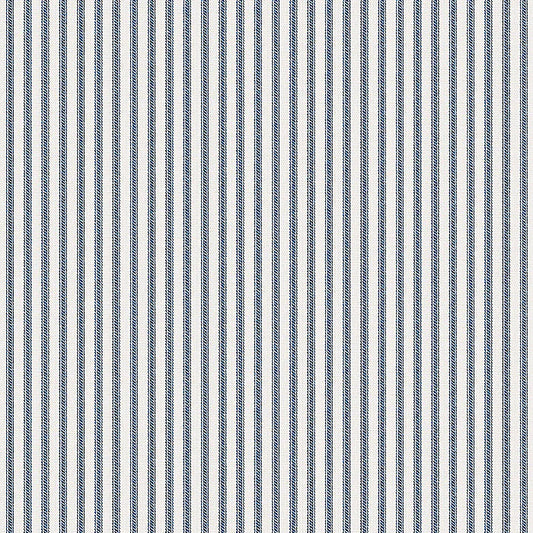 Flat Roman Shade in Little White Line - Blueberry