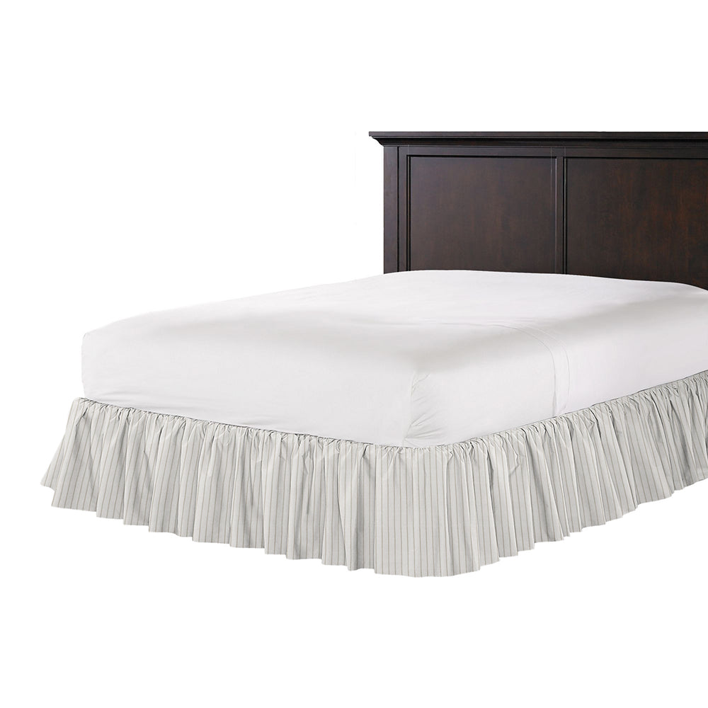 Ruffle Bedskirt in Sand Dollar Stripes