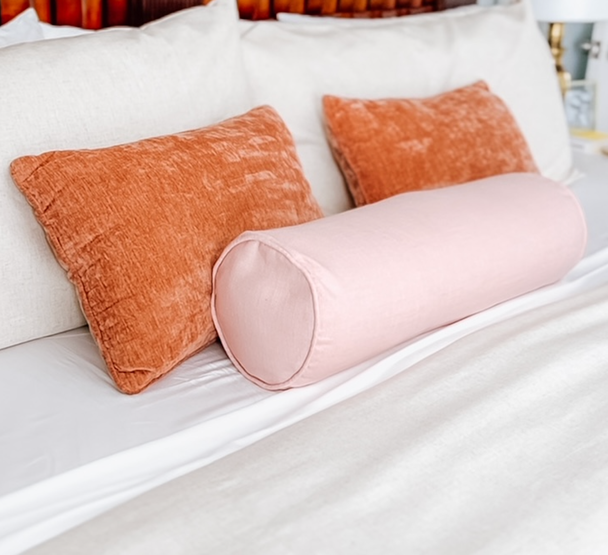 Bolster Pillow in Classic Linen - Blush
