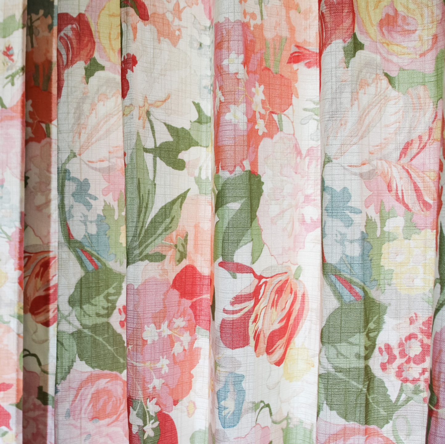 Pinch Pleat Drapery in Garden Tea Time - Pink