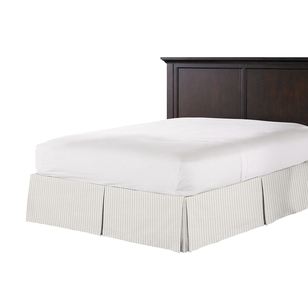 Tailored Bedskirt in Sand Dollar Stripes