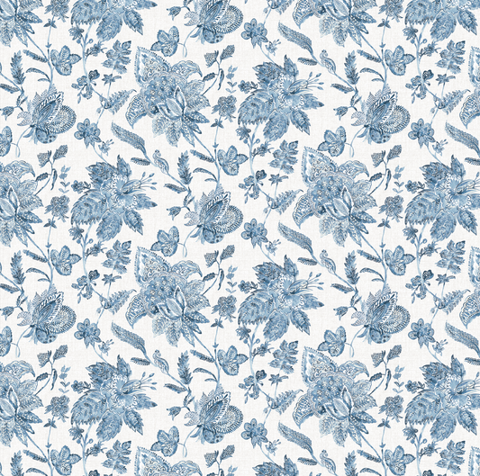 Dual Rod Pocket Curtains in Toile - Blue Skies
