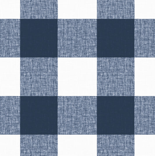 Pinch Pleat Cafe Curtains in Buffalo Check - Navy