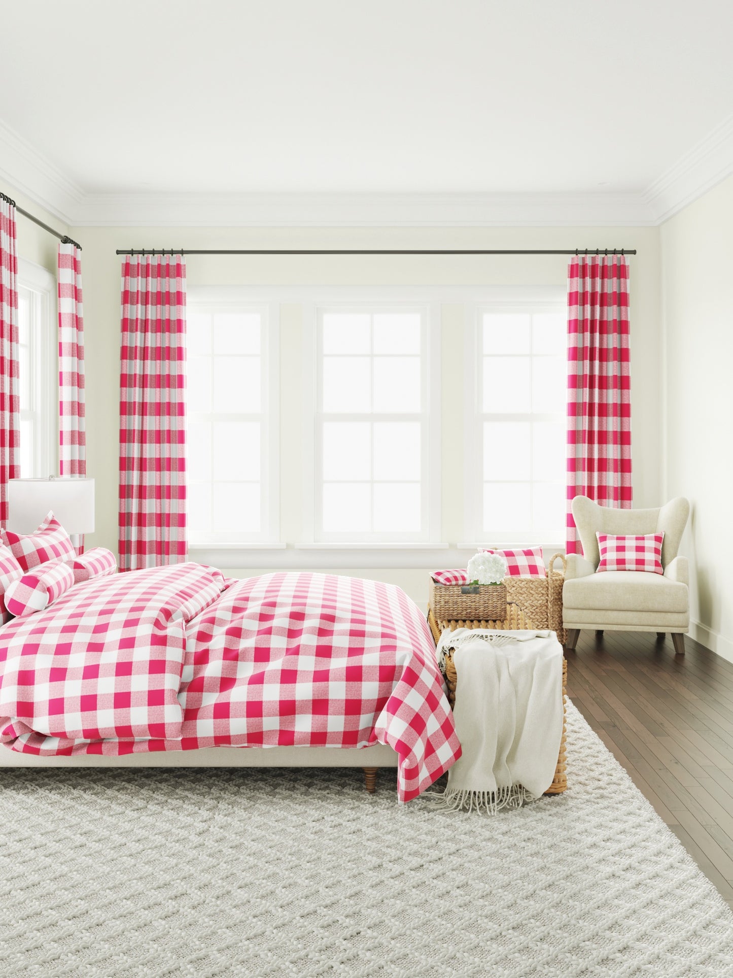 Large Lumbar Pillow in Buffalo Check - Flamingo