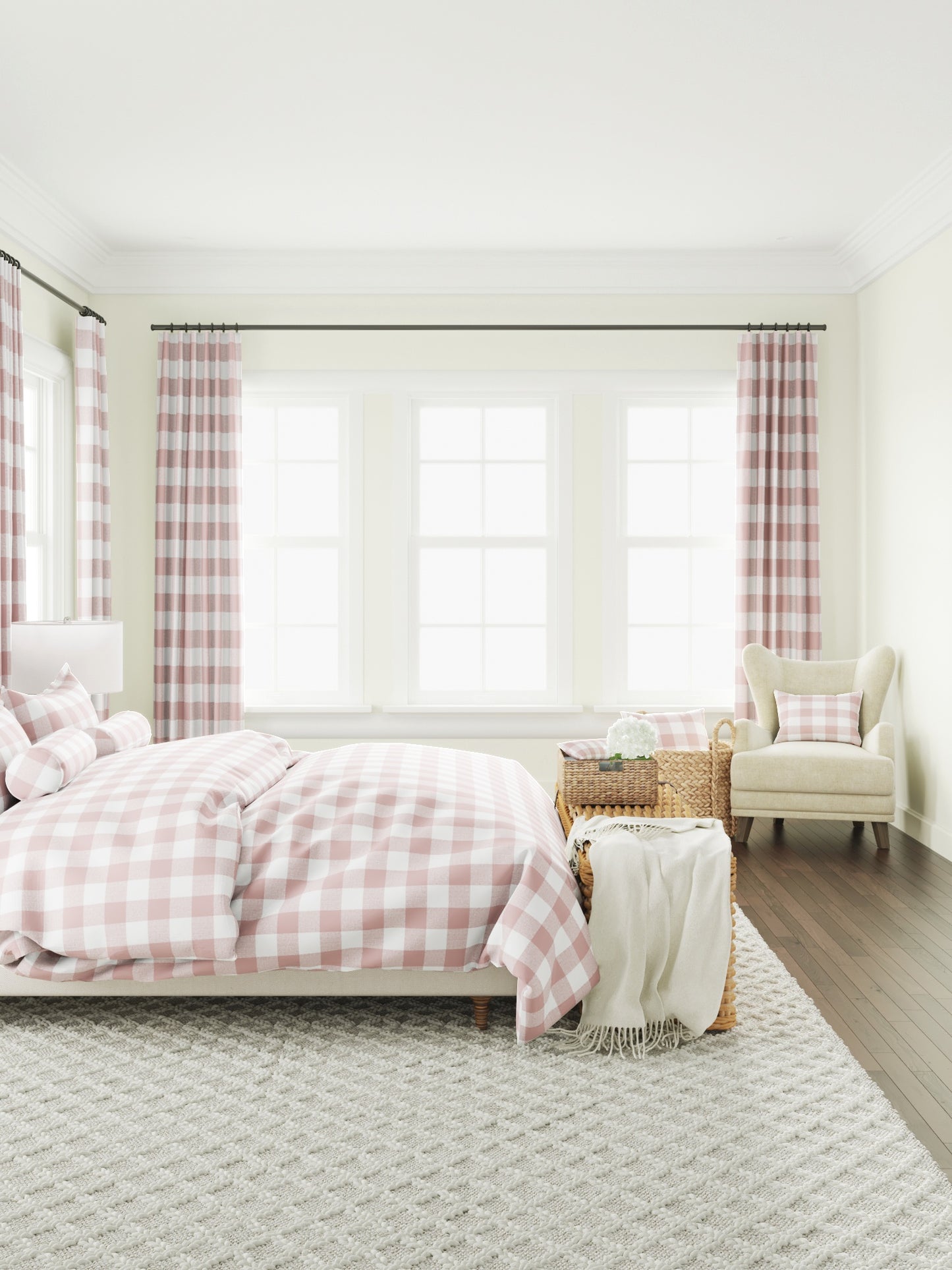 Flat Roman Shade in Buffalo Check - Mauve