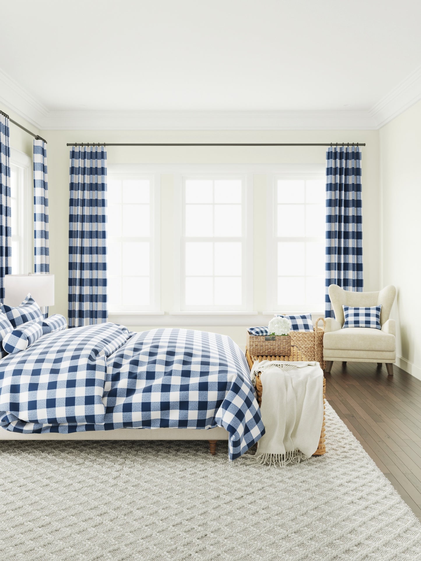 Simple Floor Pillow in Buffalo Check - Navy