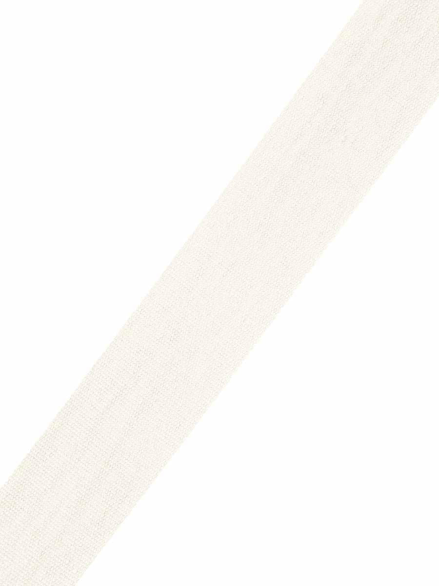 Flat Roman Shade in White Linen with White Trim