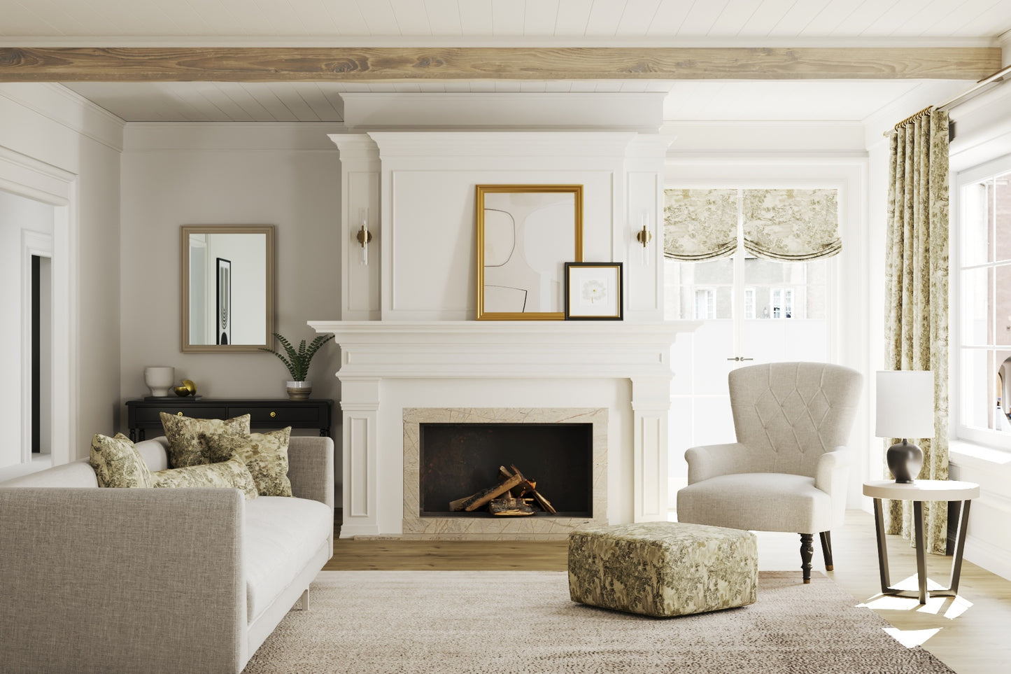Relaxed Roman Shade in Country Toile - Onyx