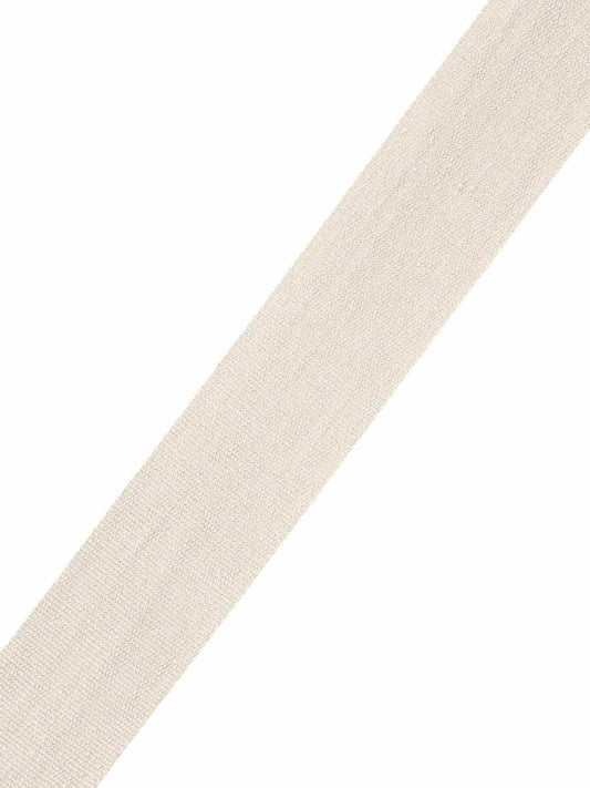 Flat Roman Shade in White Linen with Cream Trim